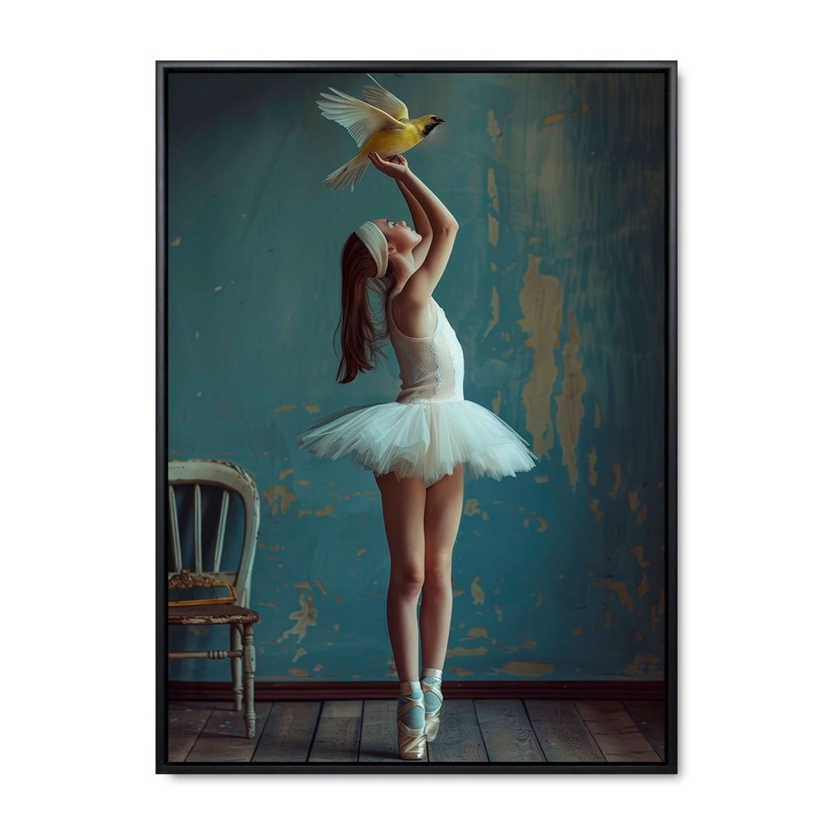 Ballerina's Dream - 100x140 cm. - Sort ramme