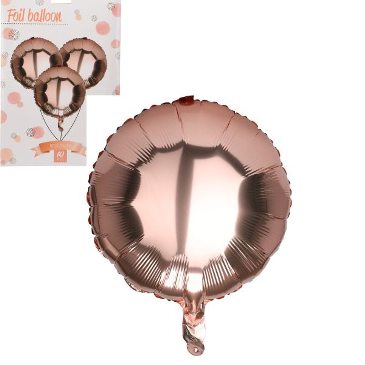 Ballon Kobber Folie Rund 46cm Sæt 10stk