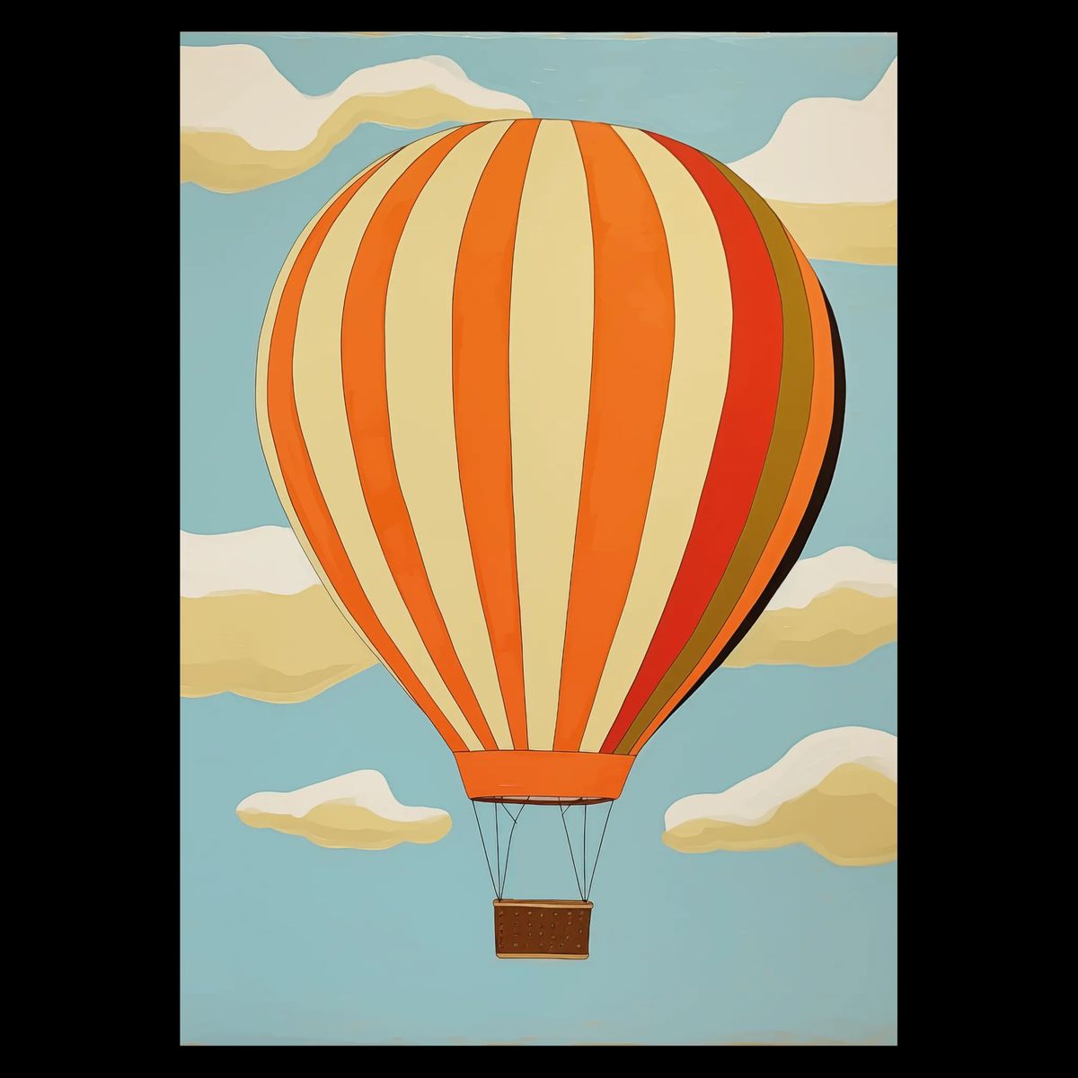 Ballonfart Plakat 21x30 cm (A4) / Hvid Egetræ