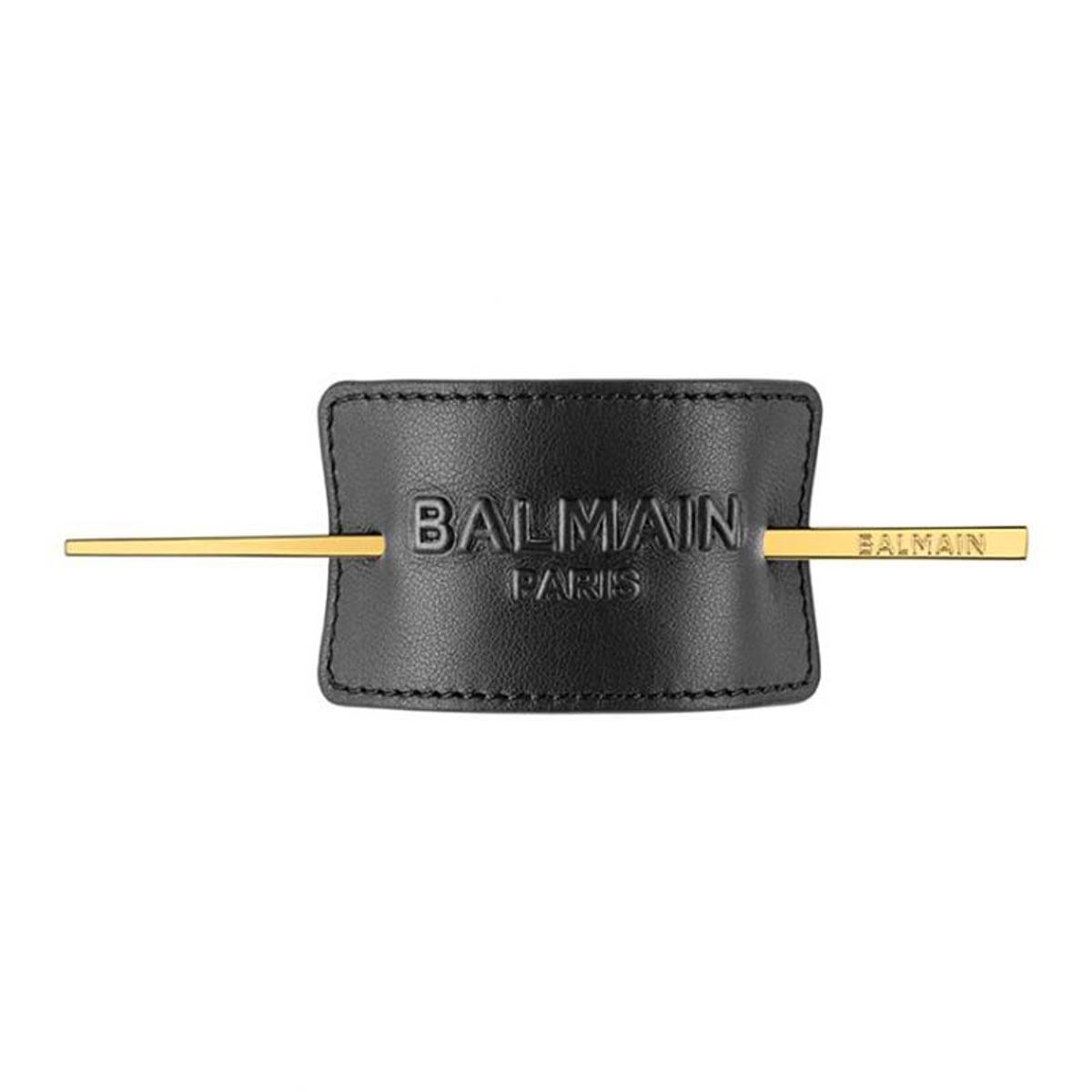 Balmain Hair Barrette Leather Black