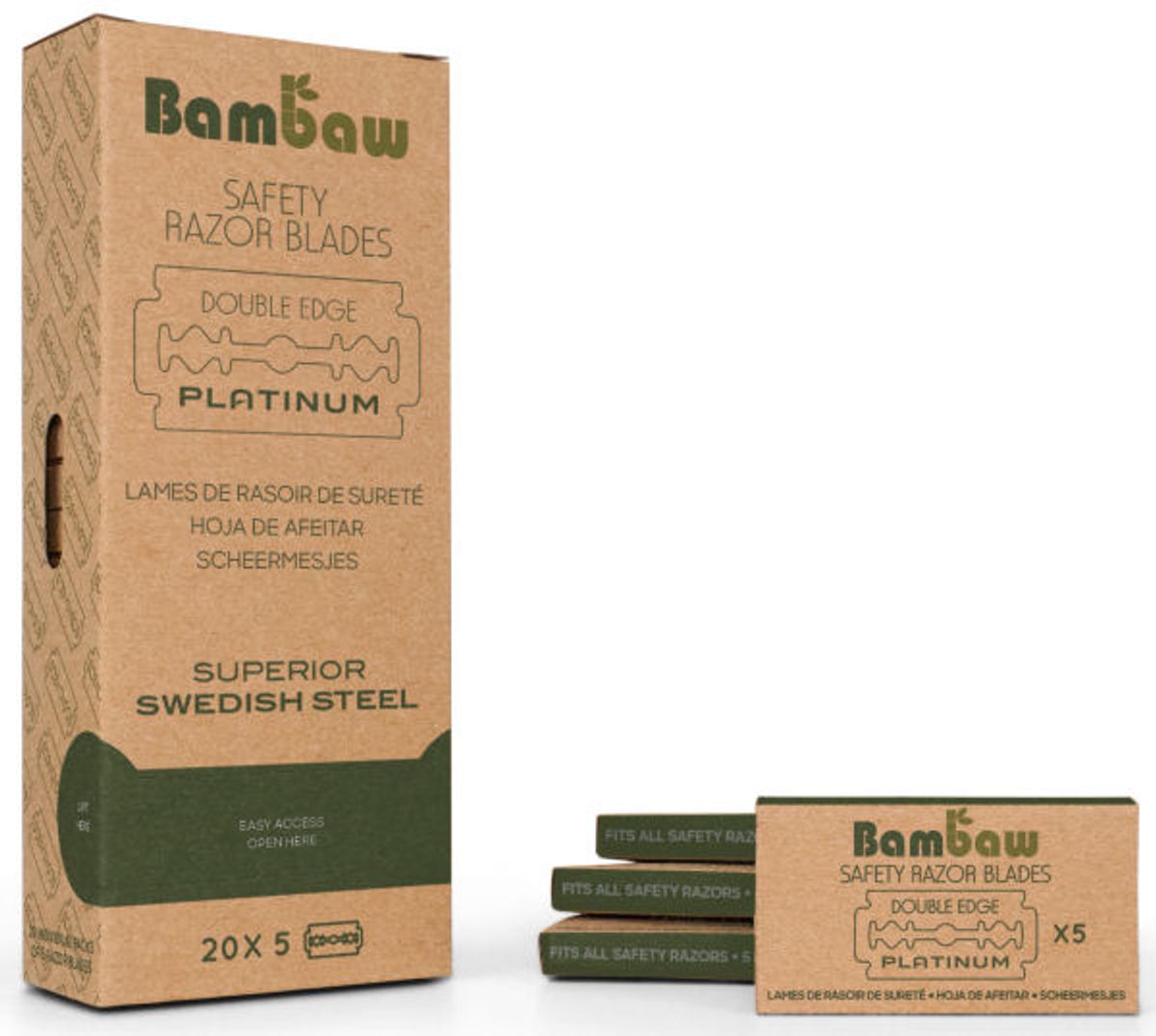 Bambaw safety razor blades double edge platinum 20 x 5 blade