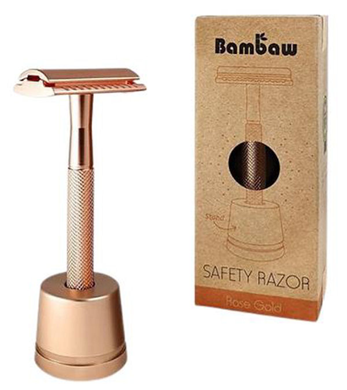 Bambaw safety razor med holder + blad rose gold