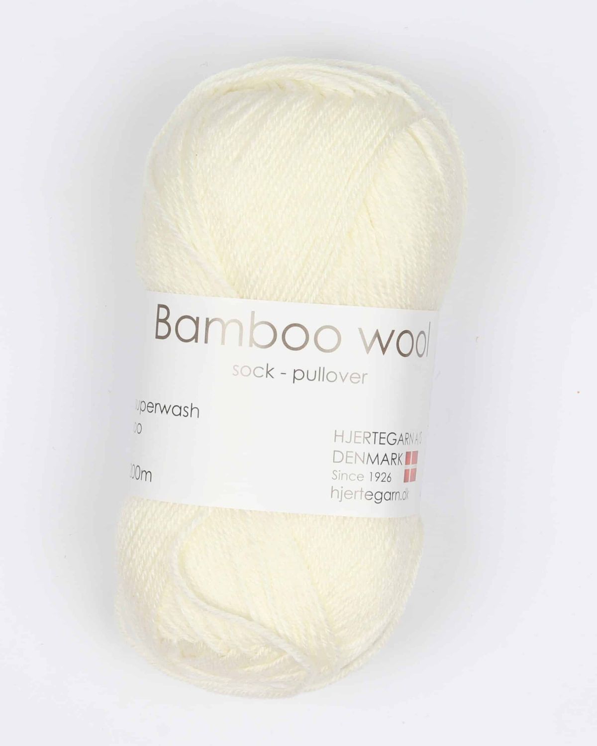 Bamboo Wool fra Hjertegarn i mange farver - 0100 offwhite - 15% Nylon, 30% Bambus, 55% Uld