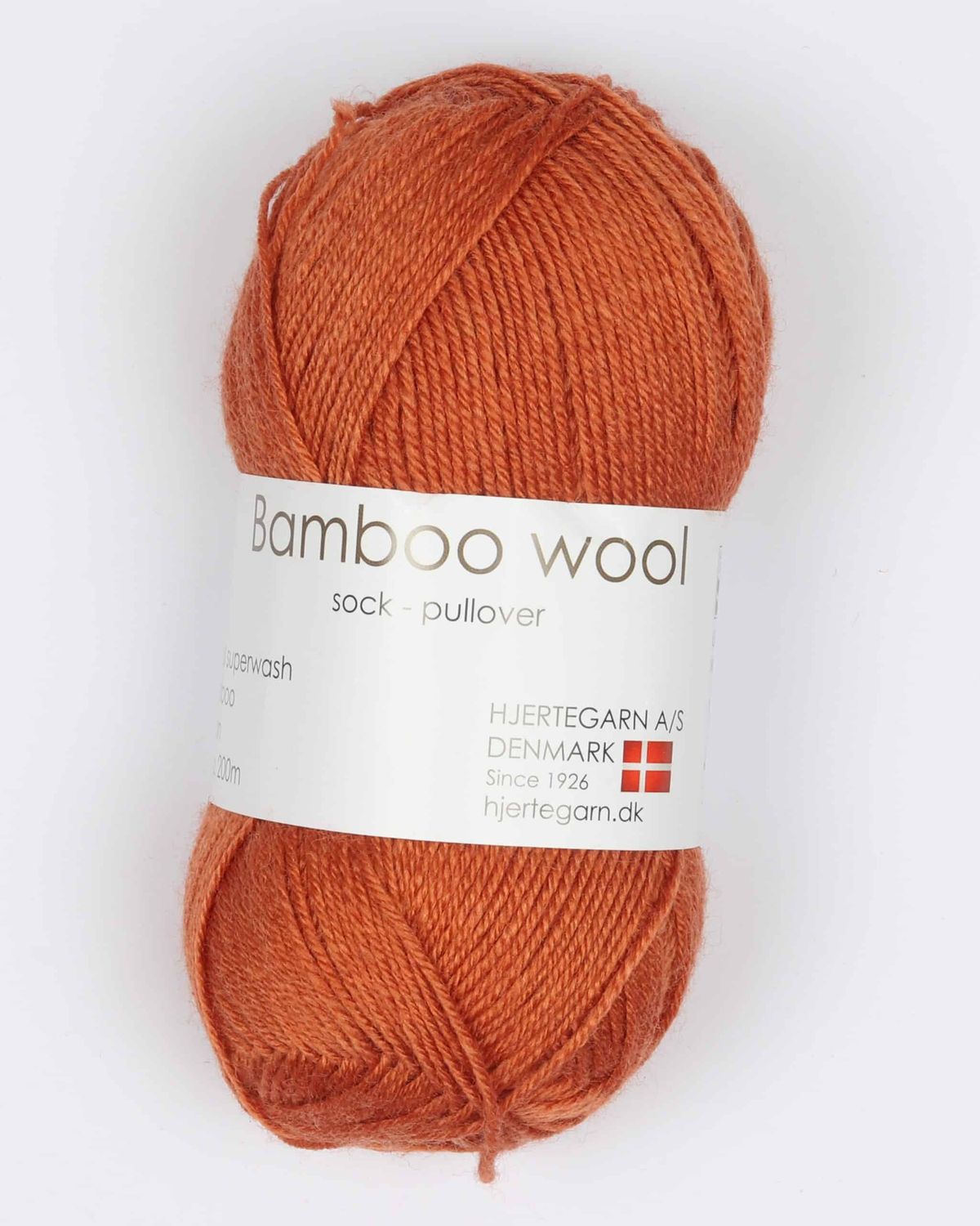 Bamboo Wool fra Hjertegarn i mange farver - 1343 rust - 15% Nylon, 30% Bambus, 55% Uld