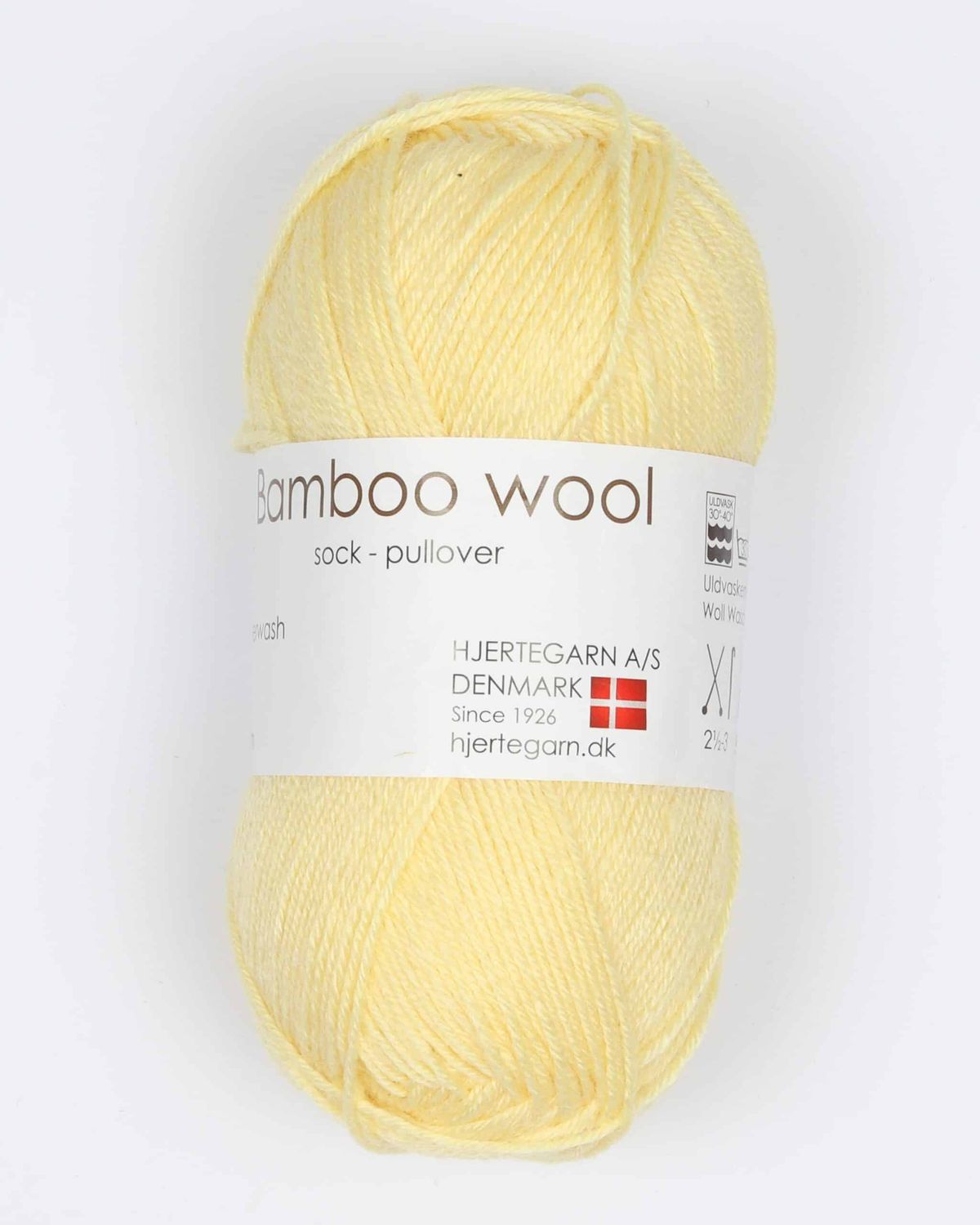 Bamboo Wool fra Hjertegarn i mange farver - 3050 lysegul - 15% Nylon, 30% Bambus, 55% Uld