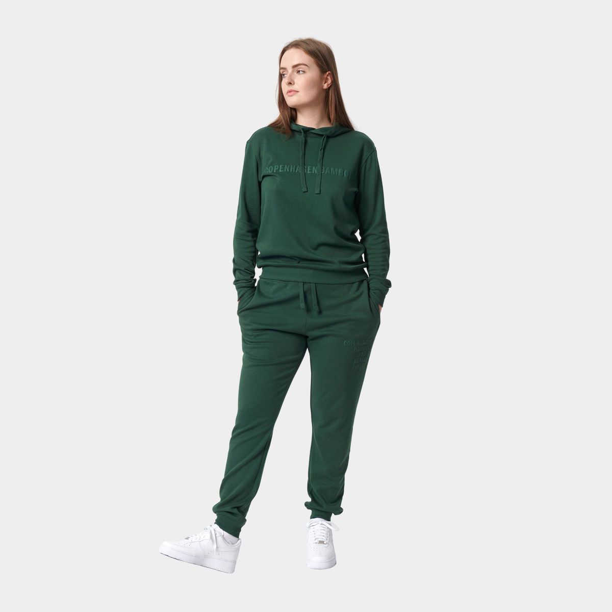 Bambus hoodie joggingsæt i grøn med logo til damer fra Copenhagen Bamboo, XL