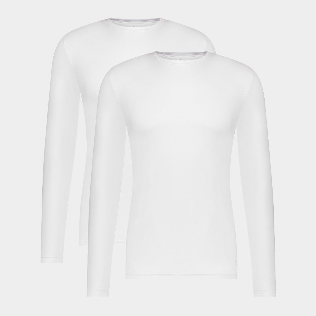 Bambus hvid langærmet T-shirt med rund hals fra Bamboo Basics, L