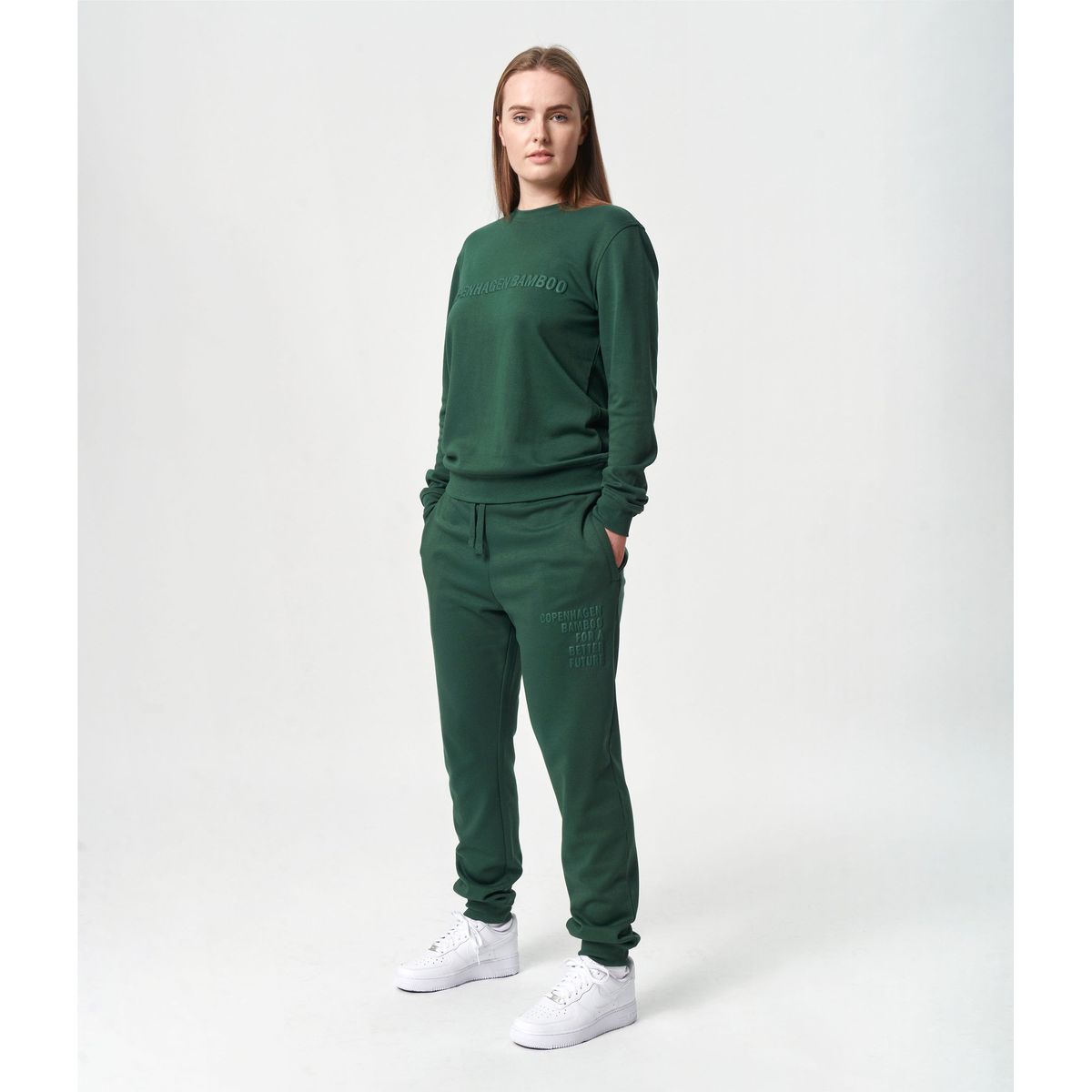 Bambus joggingsæt i grøn med logo til damer fra Copenhagen Bamboo, XS