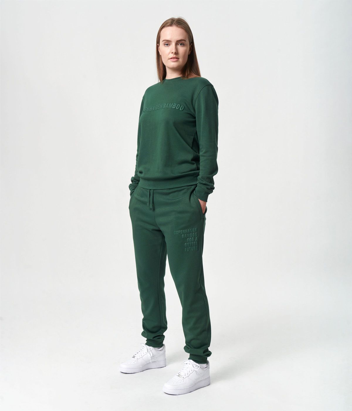 Bambus joggingsæt i grøn med logo til damer fra Copenhagen Bamboo, XXL