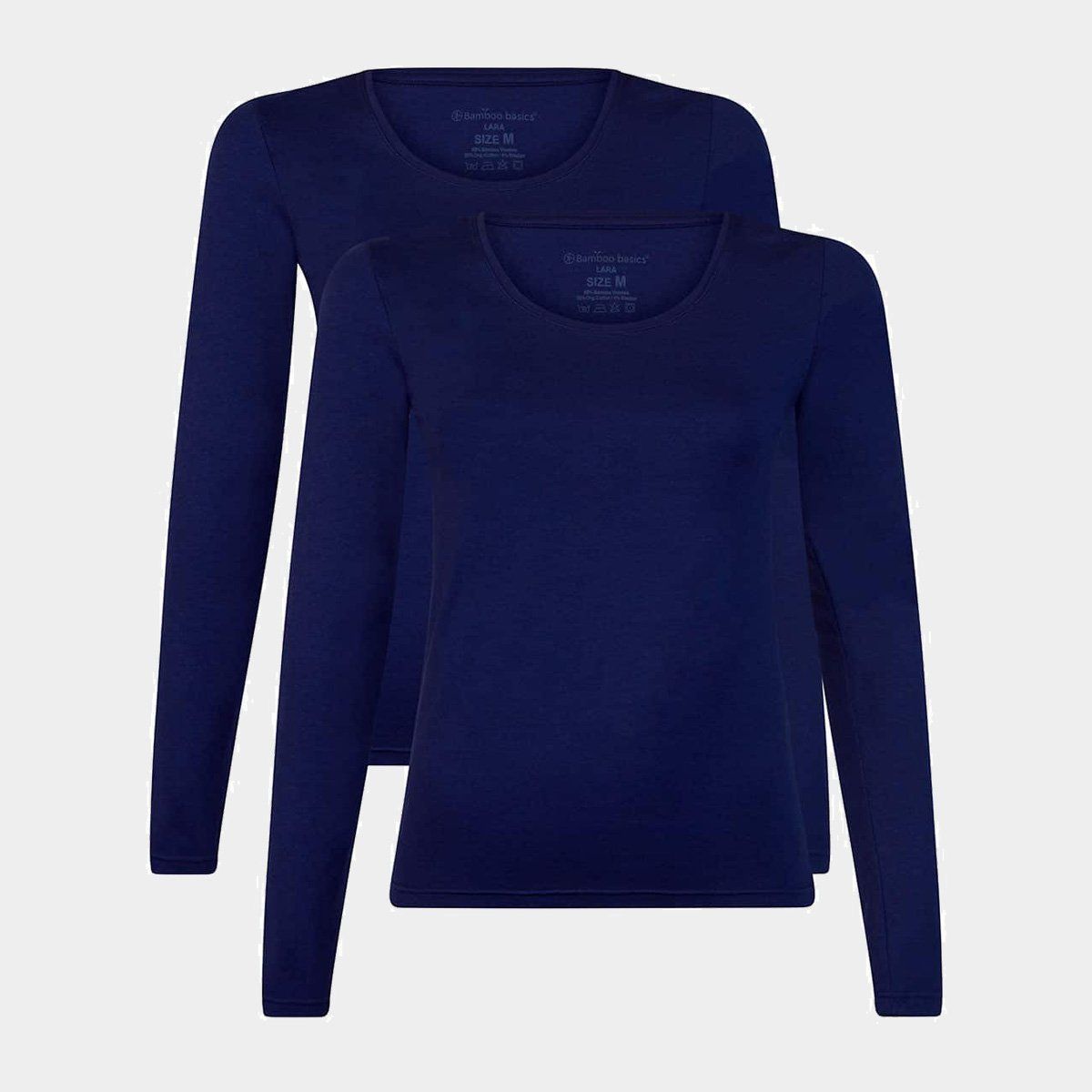 Bambus langærmet T-shirt | Blå bambus dame T-shirt fra Bamboo Basics, L