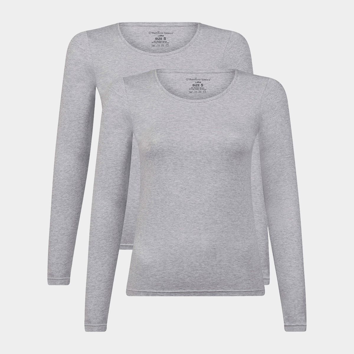 Bambus langærmet T-shirt | Grå bambus dame T-shirt fra Bamboo Basics, L