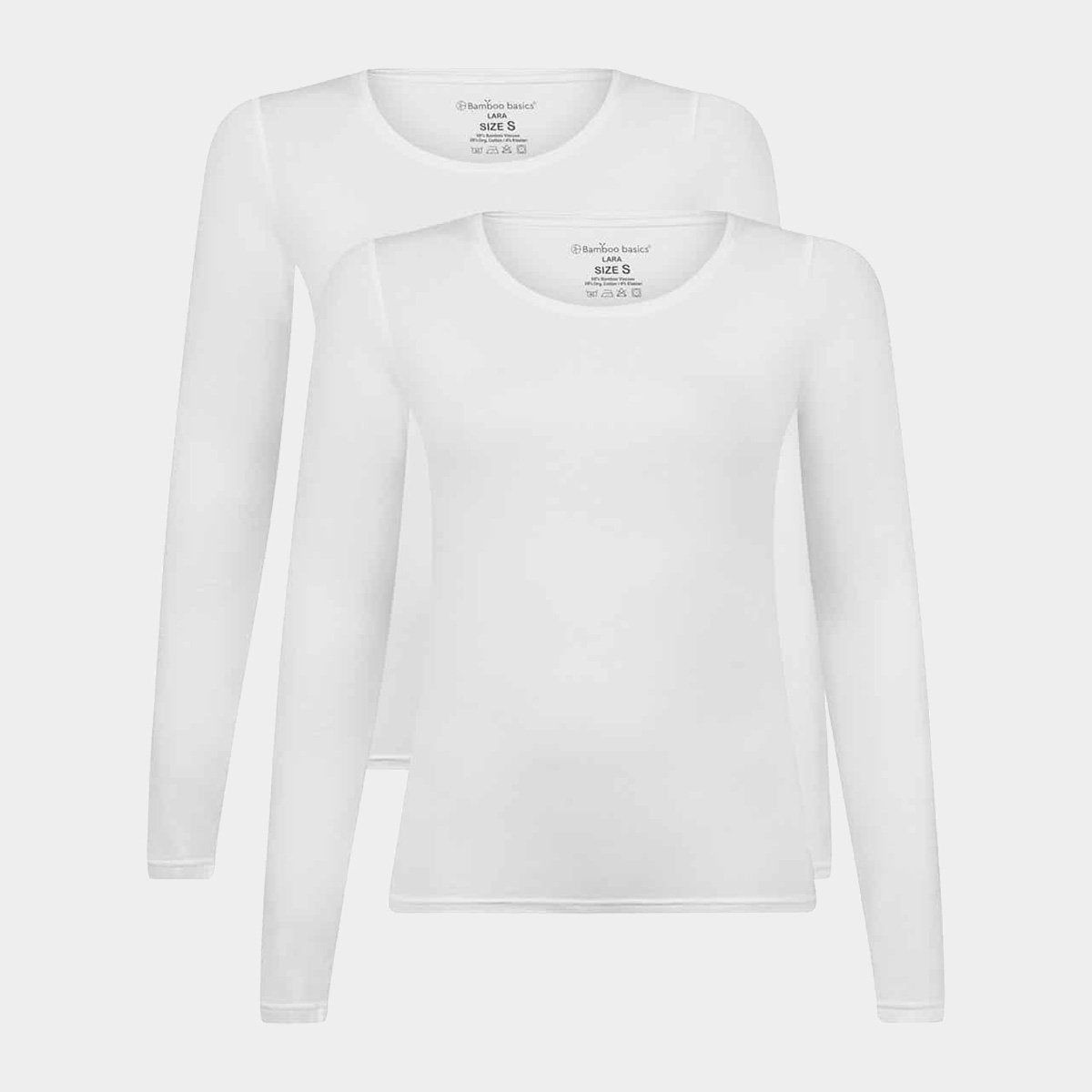 Bambus langærmet T-shirt | Hvid bambus dame T-shirt fra Bamboo Basics, M