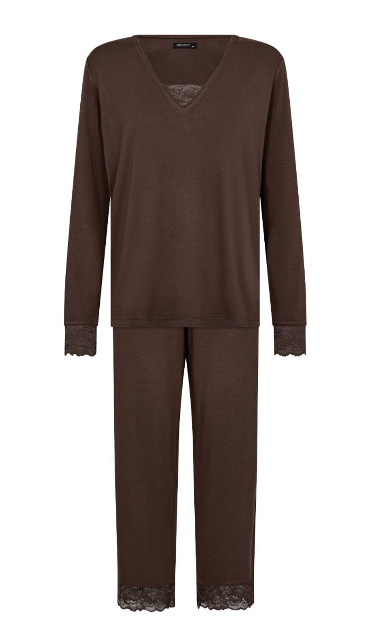 Bambus pyjamas sæt med blonde, Decoy, brun, str. 2XL