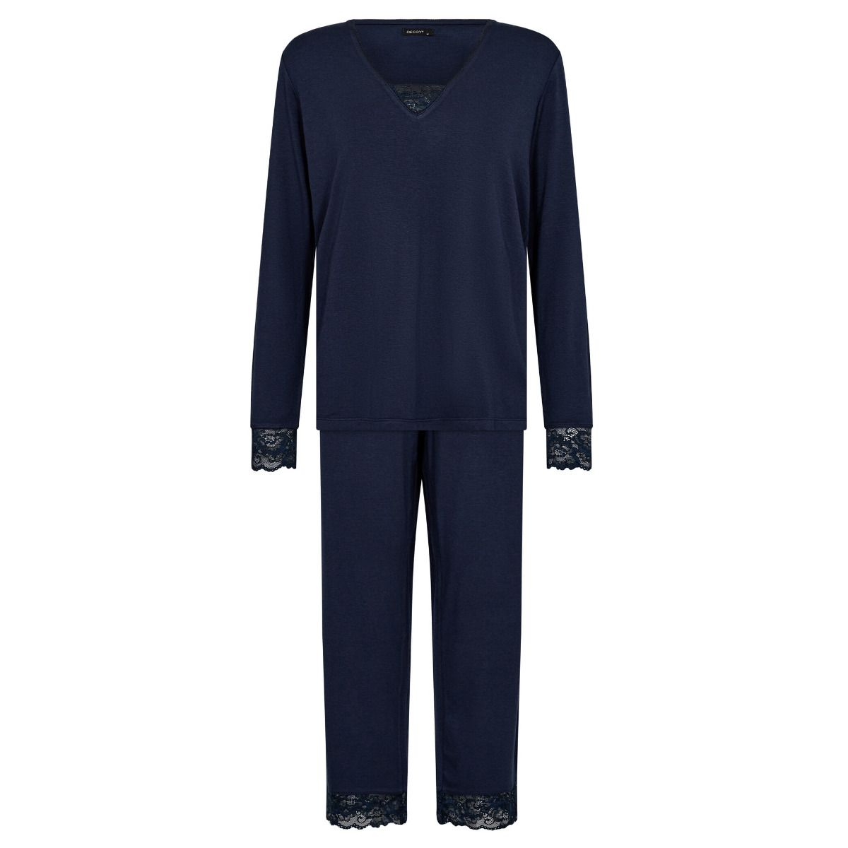 Bambus pyjamas sæt med blonde, Decoy, navy, str. medium