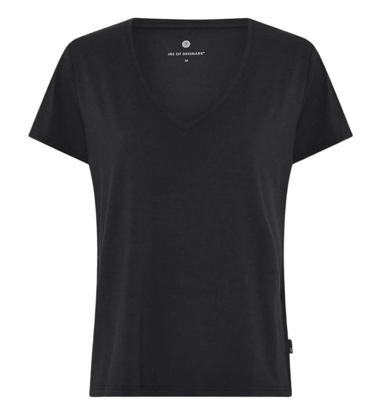 Bambus t-shirt med v-hals, dame, relaxed fit, JBS of Denmark, sort, str. medium