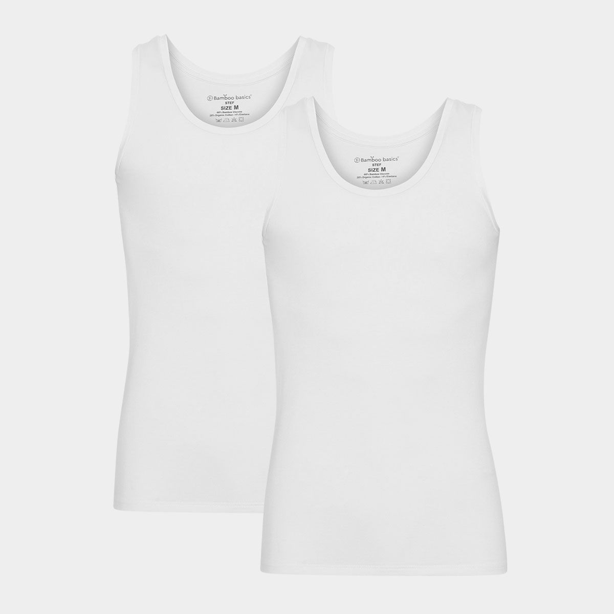 Bambus tank top | 2 pak hvide tank tops til mænd fra Bamboo Basics, S