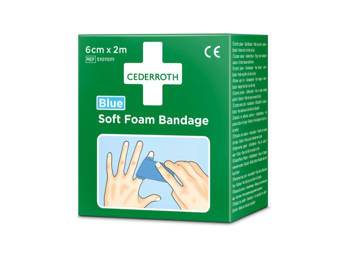 Bandage Soft Foam Cederroth blå 6 cm x 2 Meter