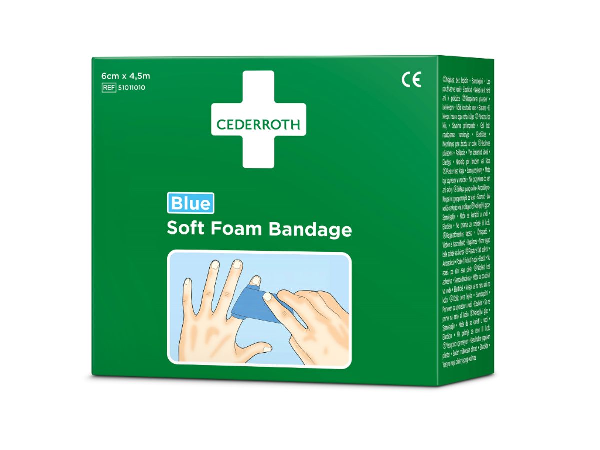 Bandage Soft Foam Cederroth blå 6 cm x 4,5 Meter