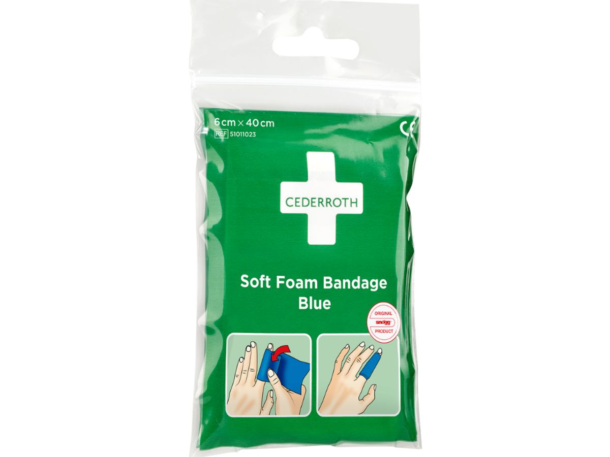 Bandage Soft Foam Cederroth blå 6 cm x 40 cm