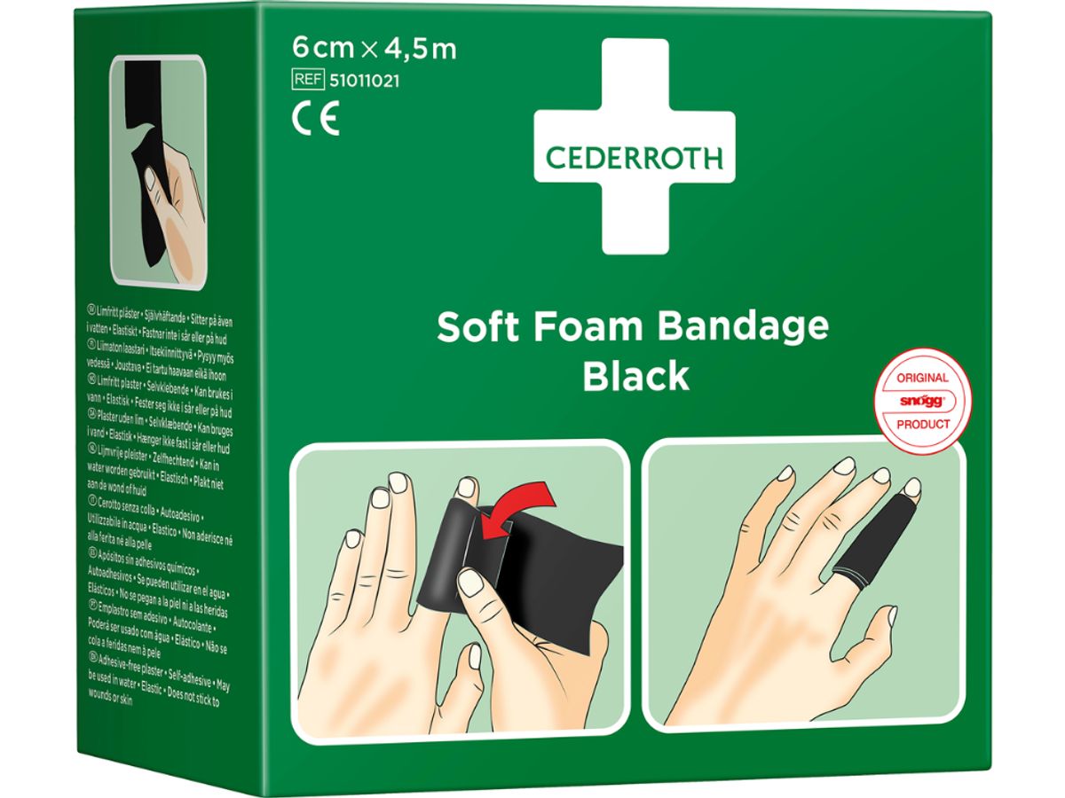 Bandage Soft Foam Cederroth Sort 6 cm x 4,5 Meter