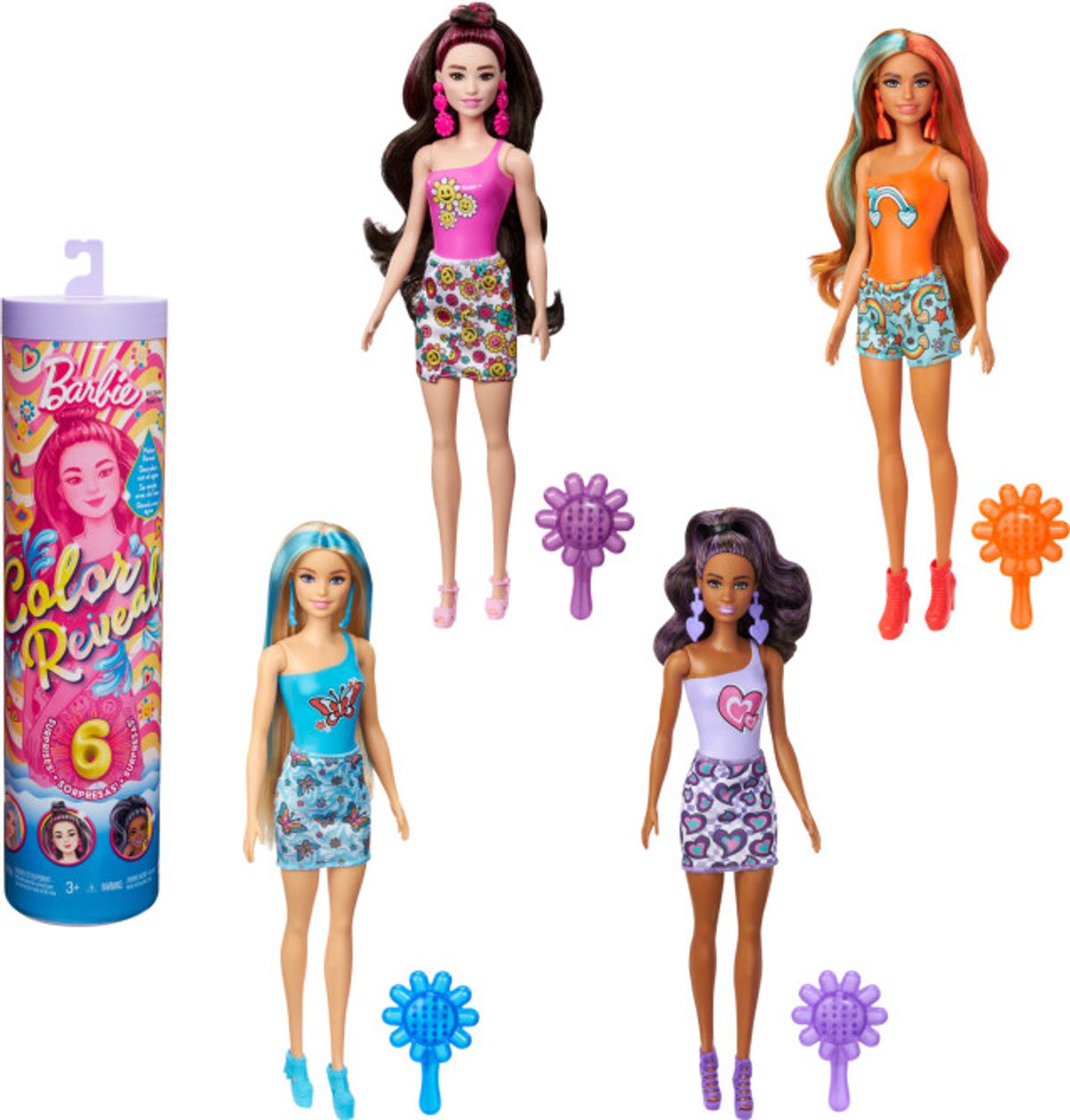 Barbie - Color Reveal Rainbow Groovy Dukke - Assorteret