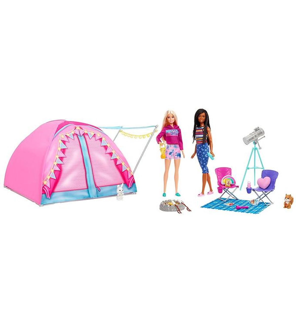 Barbie Dukkesæt - Camping Telt Og Dukker Brooklyn Og Malibu