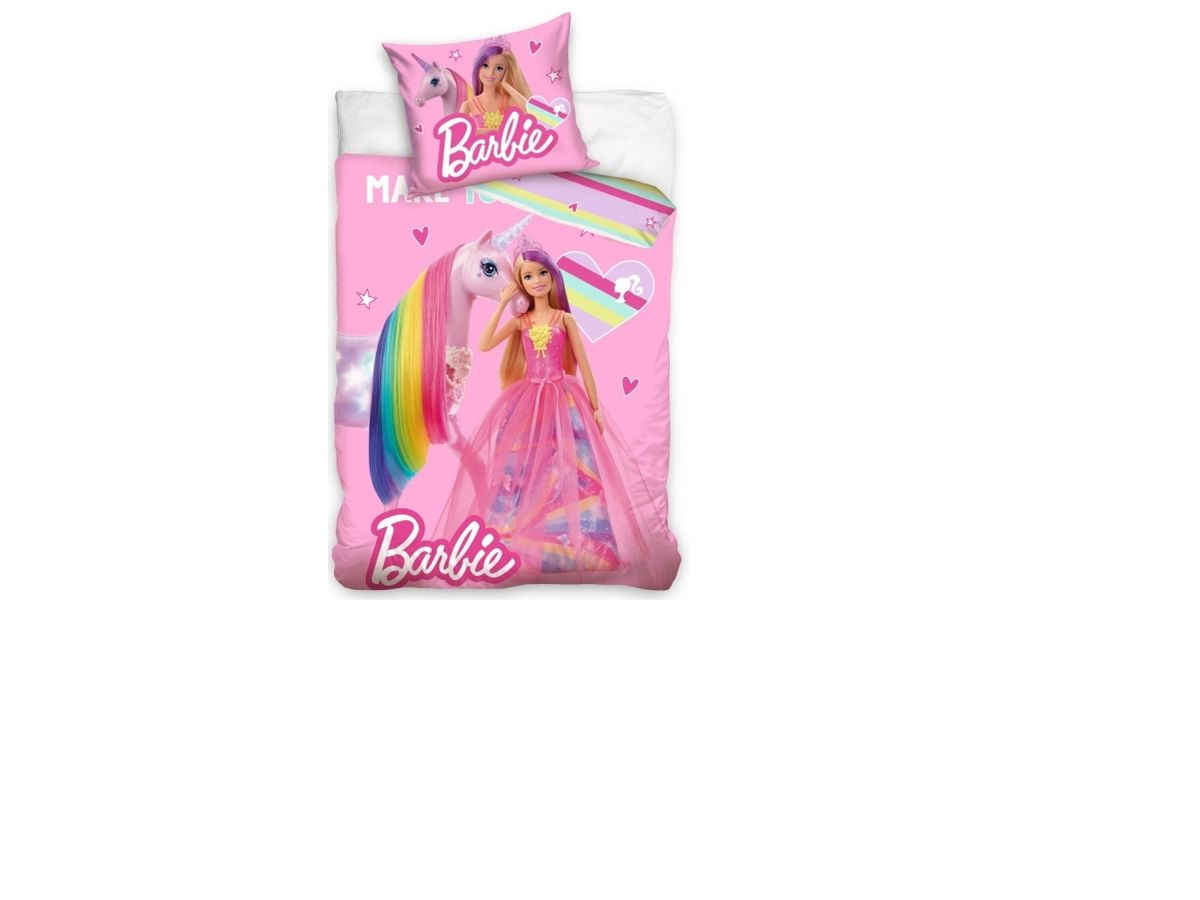 Barbie Med Unicorn Sengetøj 140X200 Cm - 100 Procent Bomuld