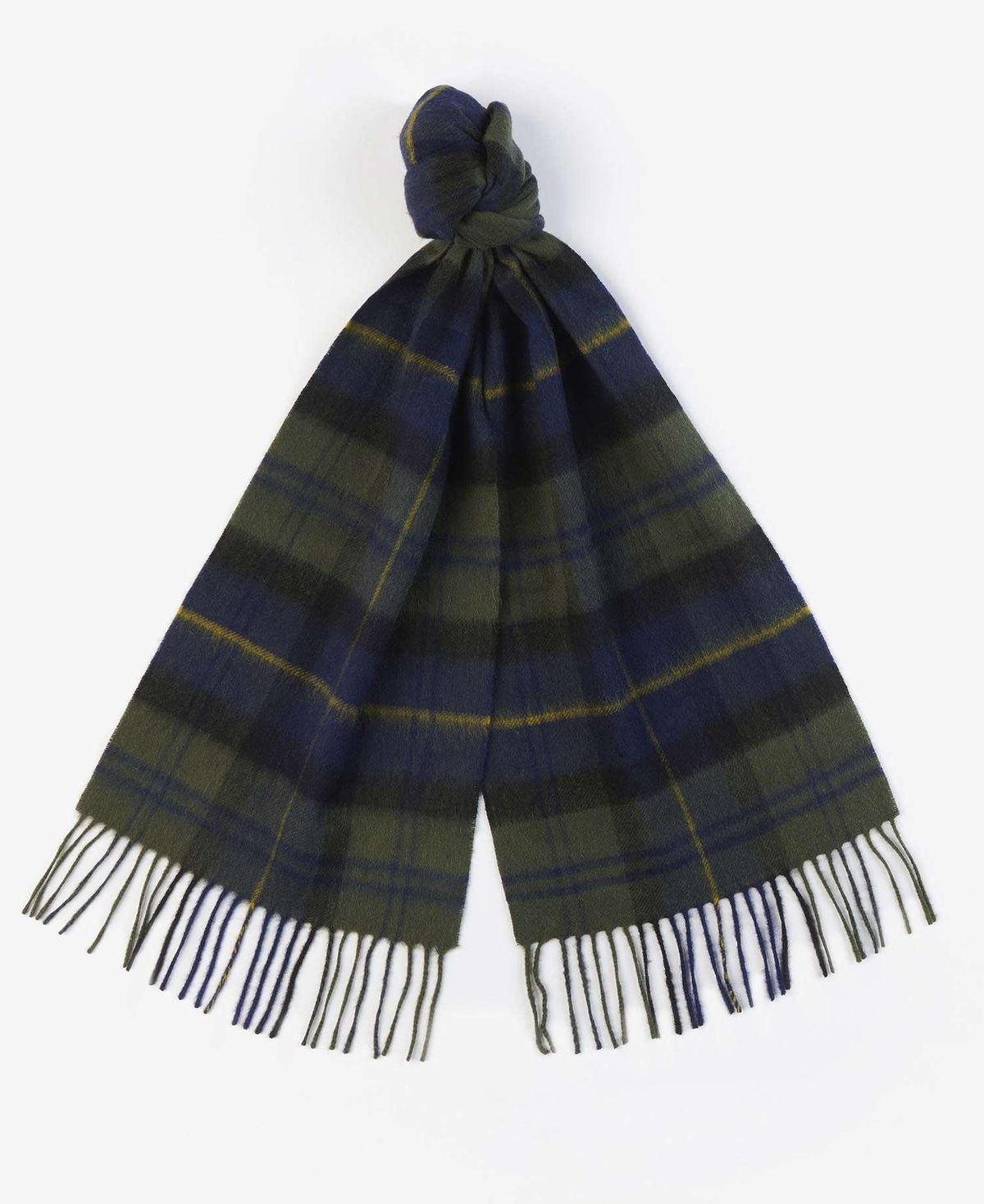 Barbour Tartan-tørklæde i uld og kashmir Olive Night