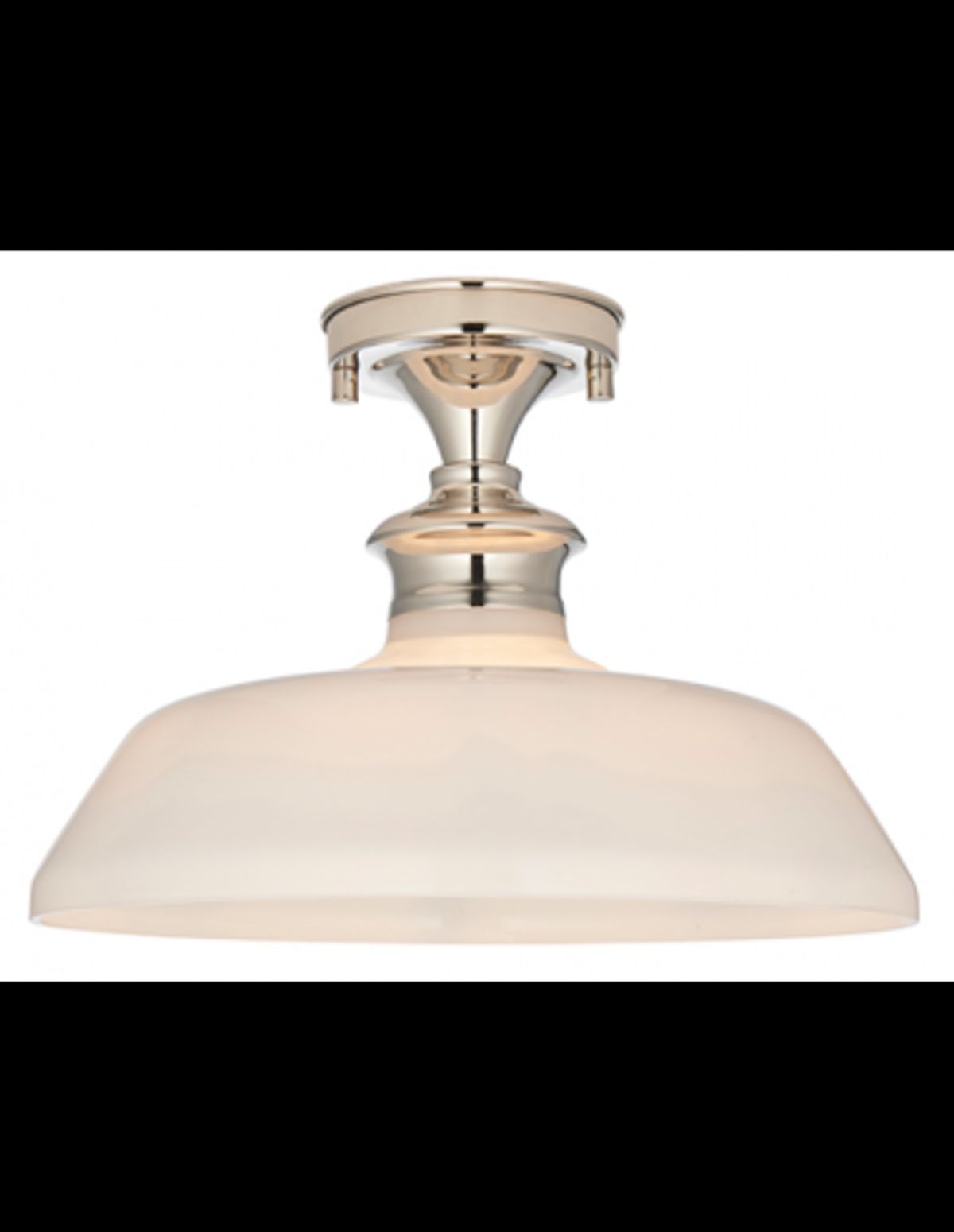 Barford Semi-Flush Plafond i metal og glas Ø32 cm 1 x E27 - Nikkel/Opalhvid