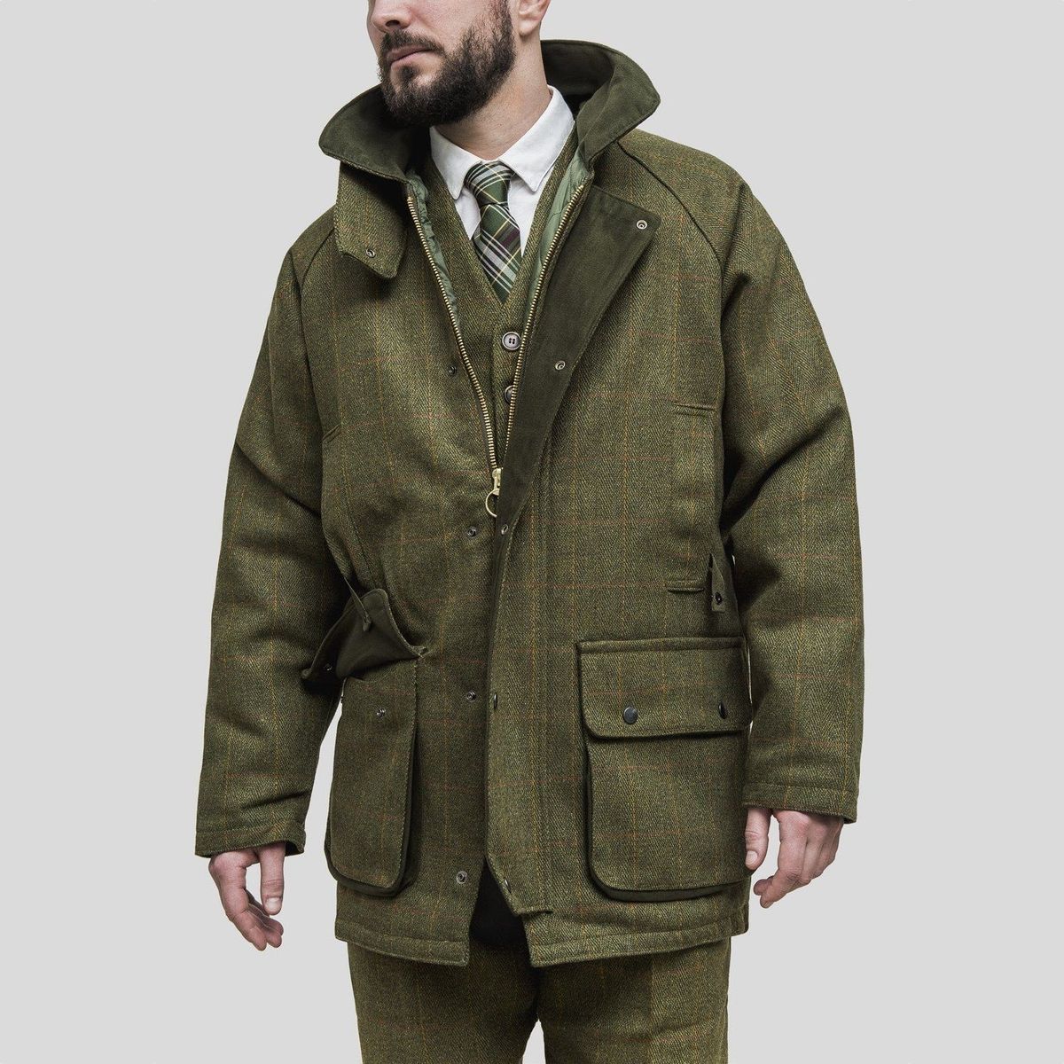 Barlaston Tweed Country Jacket, mørk grøn - XS