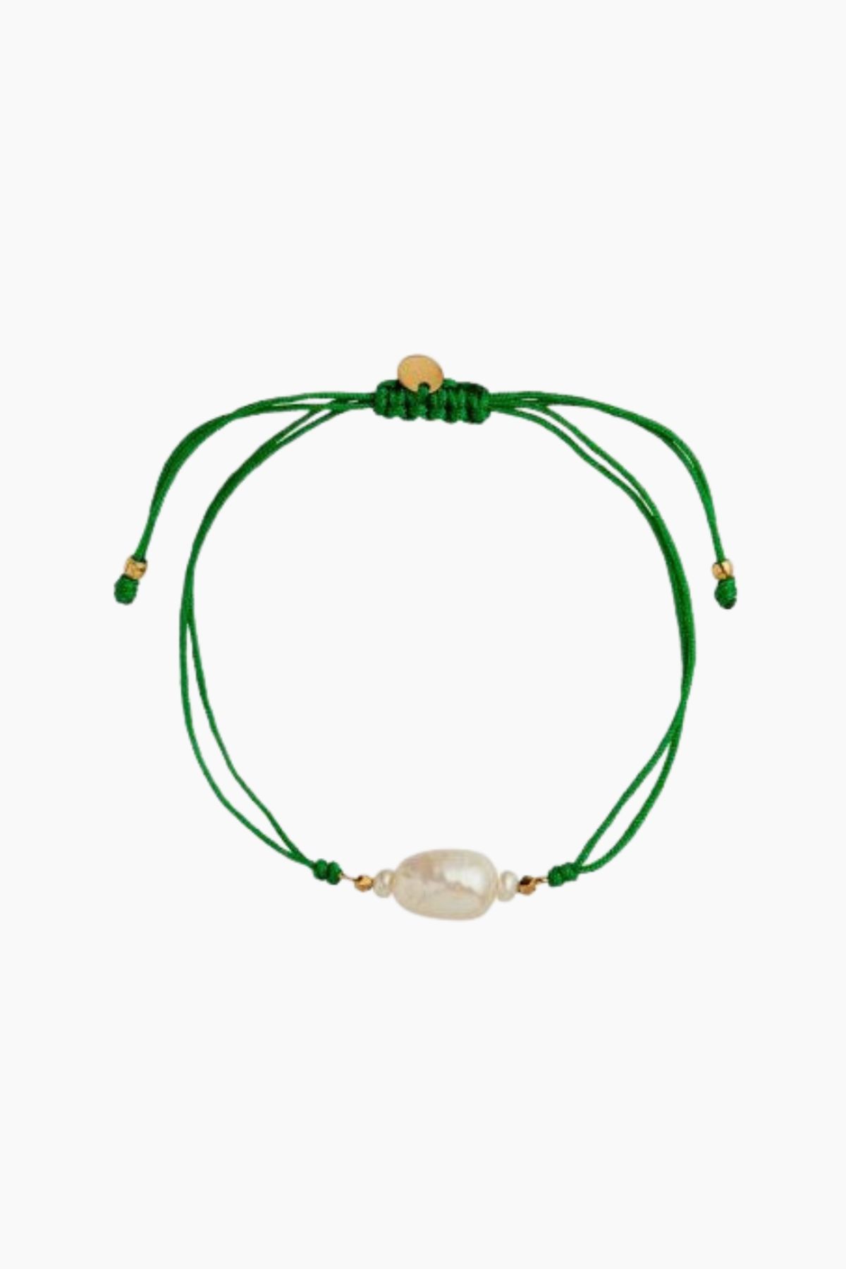 Baroque Pearl Berrie Bracelet - Grass Green Ribbon - Stine A - Grøn One Size