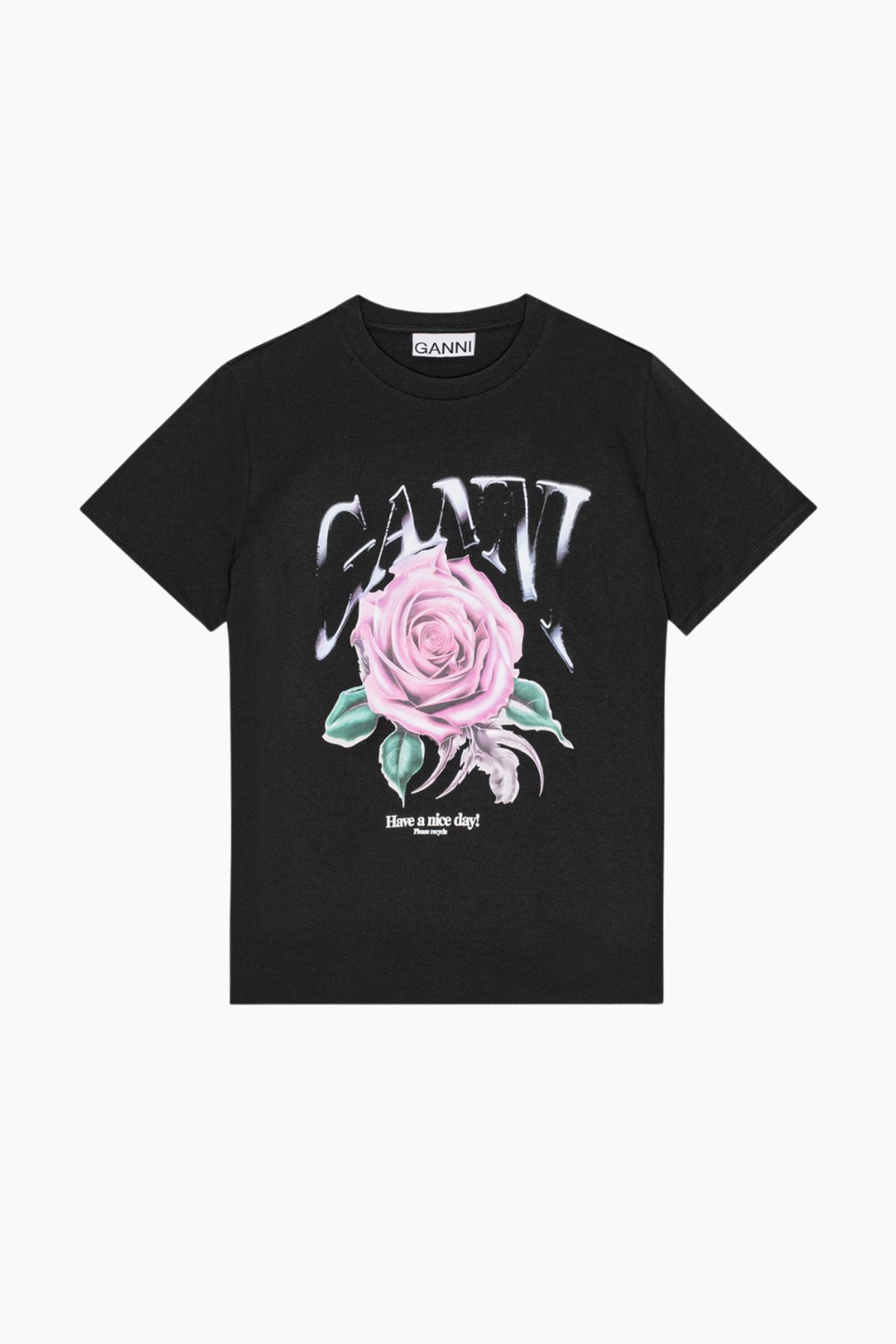 Basic Jersey Rose Relaxed T-Shirt T4002 - Phantom - GANNI - Sort L