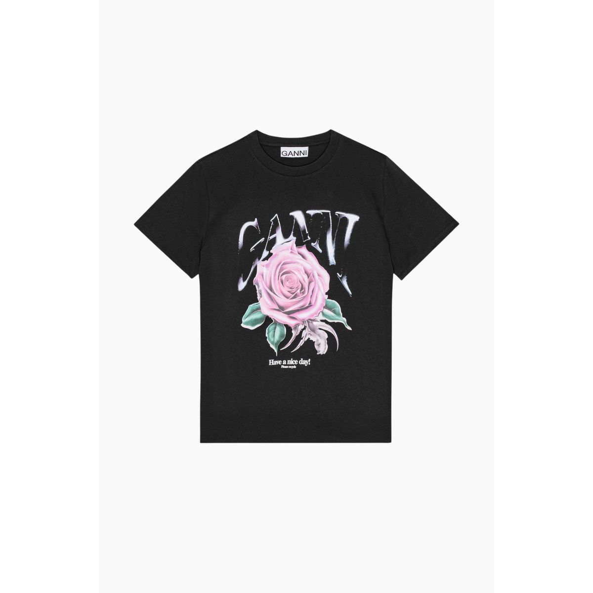 Basic Jersey Rose Relaxed T-Shirt T4002 - Phantom - GANNI - Sort M