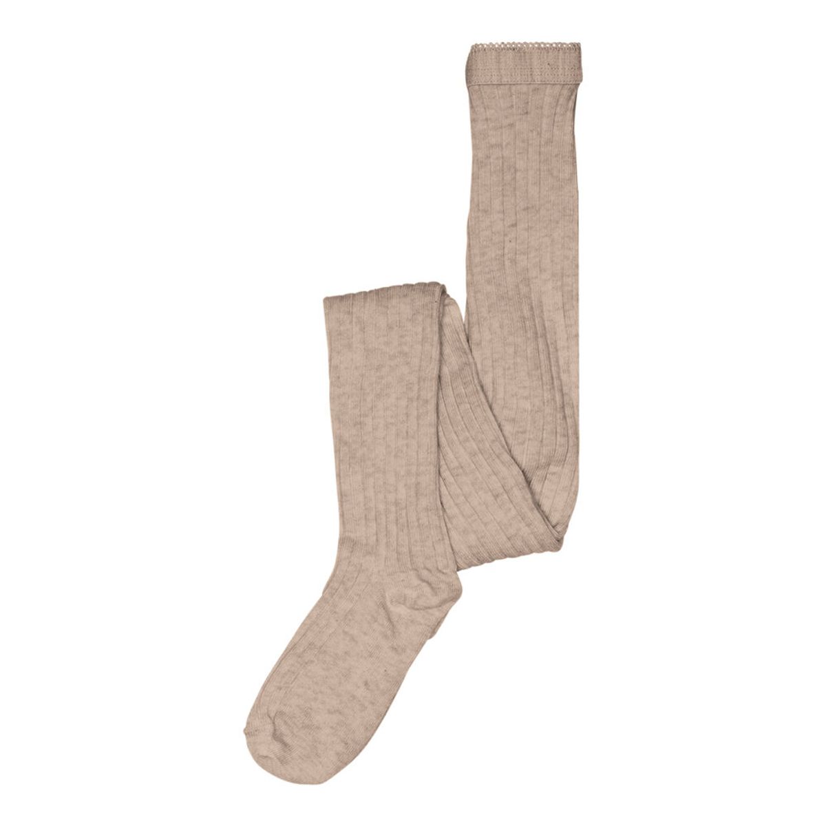 Basic Rib Strømpebuks - Light Brown Melange - 120