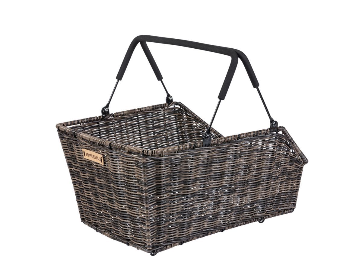 Basil Cento - Cykelkurv til bag - Nature brown - Rattan look MIK