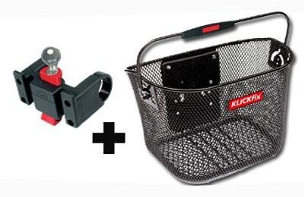 Basis Klickfix Unibasket Sort 16L + Klickfix Styradapter (Vi vælger for dig) - Alm. Cykler