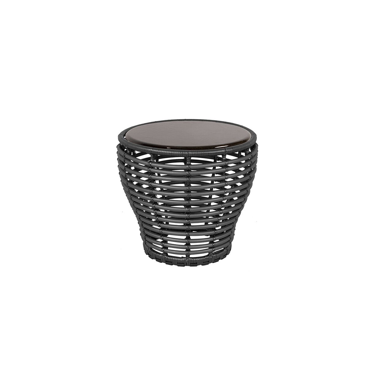 Basket Sofabord fra Cane-line (Lille - H45 x Ø50 cm, Graphite/Glazed lava black)