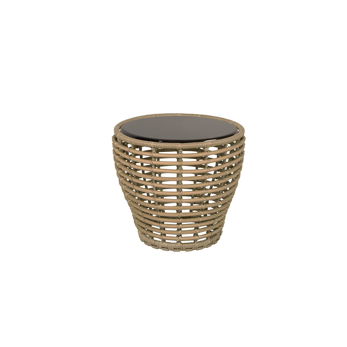 Basket Sofabord fra Cane-line (Lille - H45 x Ø50 cm, Natural/Glazed lava black )