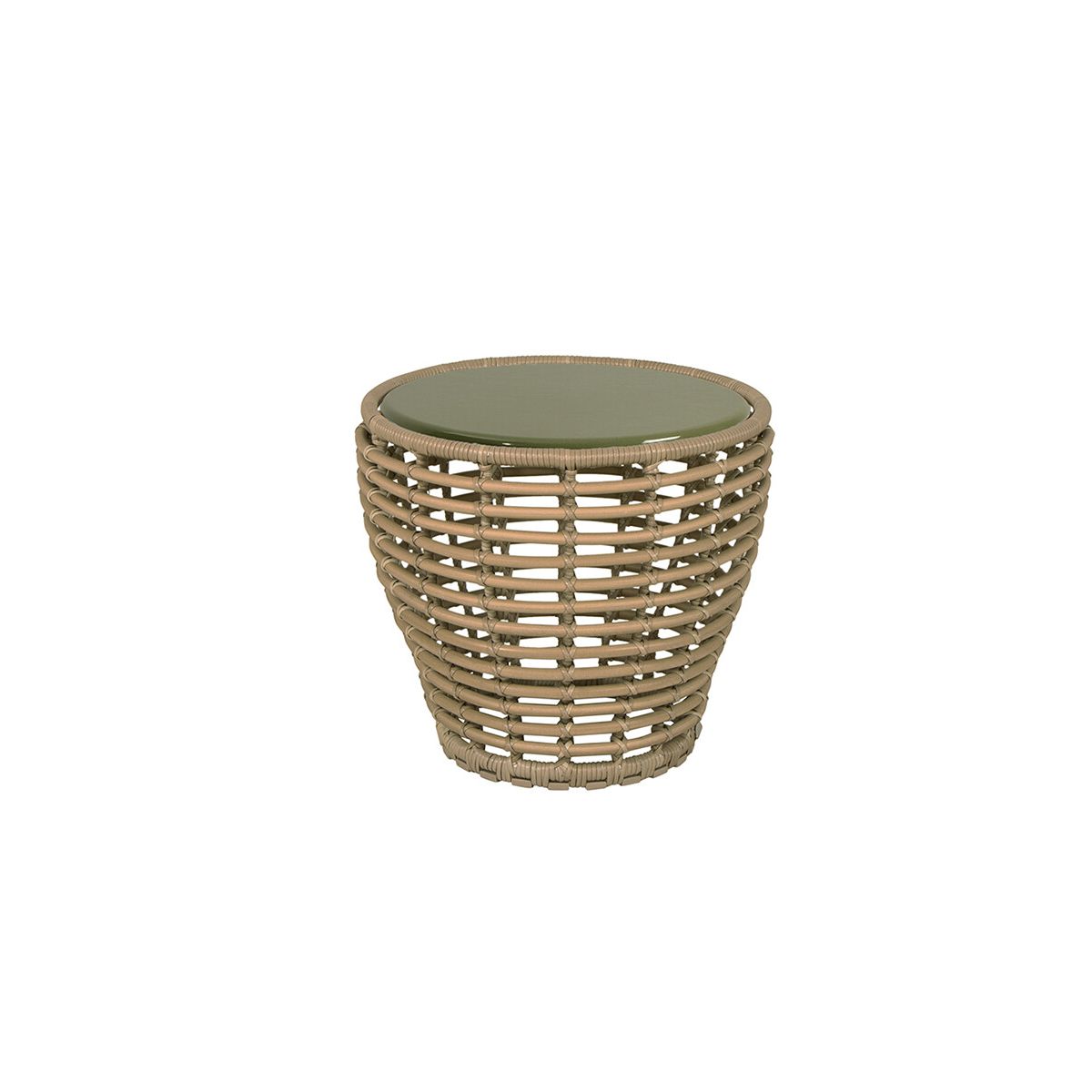 Basket Sofabord fra Cane-line (Lille - H45 x Ø50 cm, Natural/Glazed lava green)