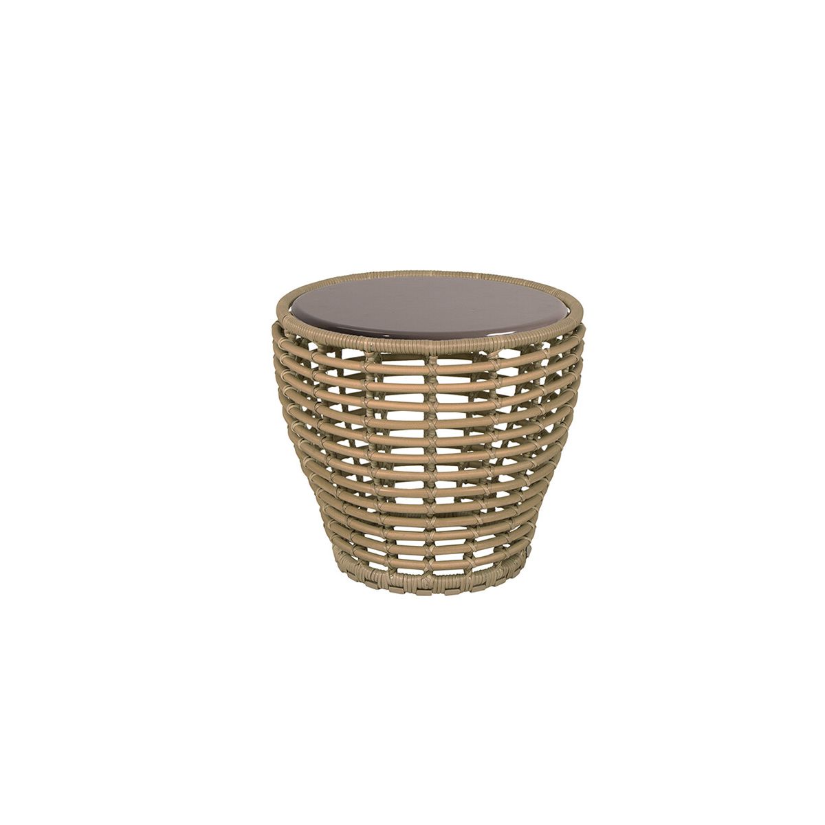 Basket Sofabord fra Cane-line (Lille - H45 x Ø50 cm, Natural/Glazed lava taupe)