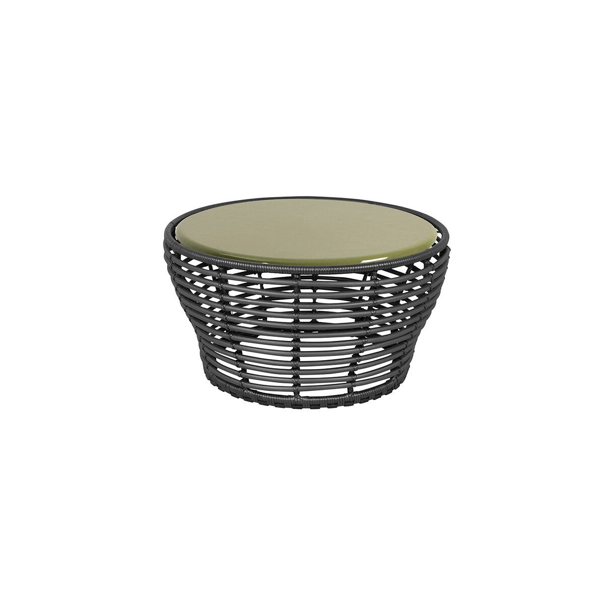 Basket Sofabord fra Cane-line (Medium - H40 x Ø75 cm, Graphite/Glazed lava green)