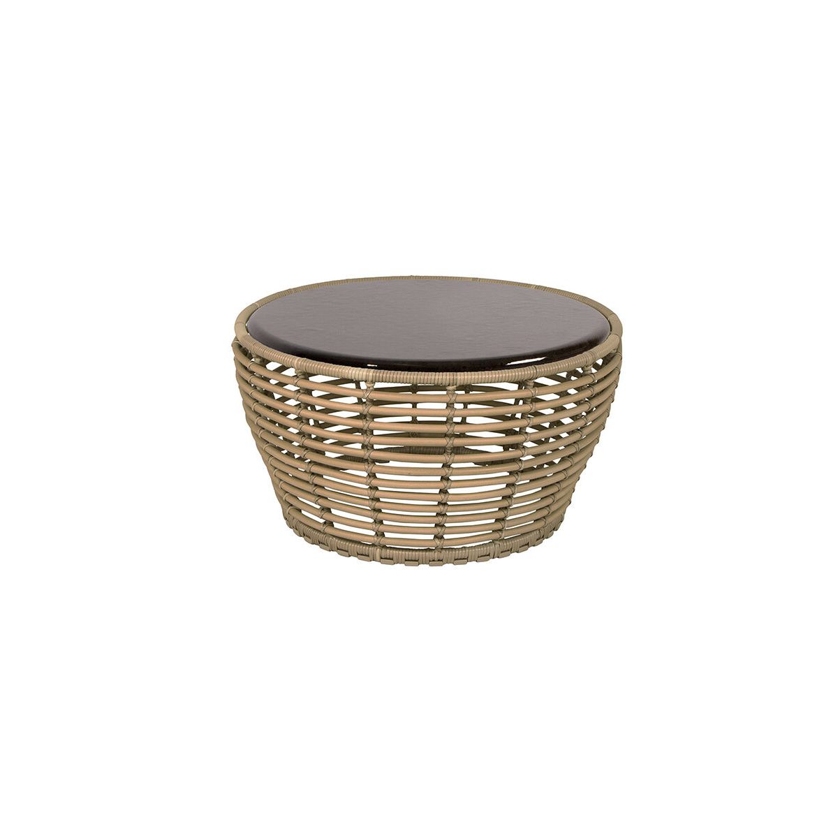 Basket Sofabord fra Cane-line (Medium - H40 x Ø75 cm, Natural/Glazed lava black )