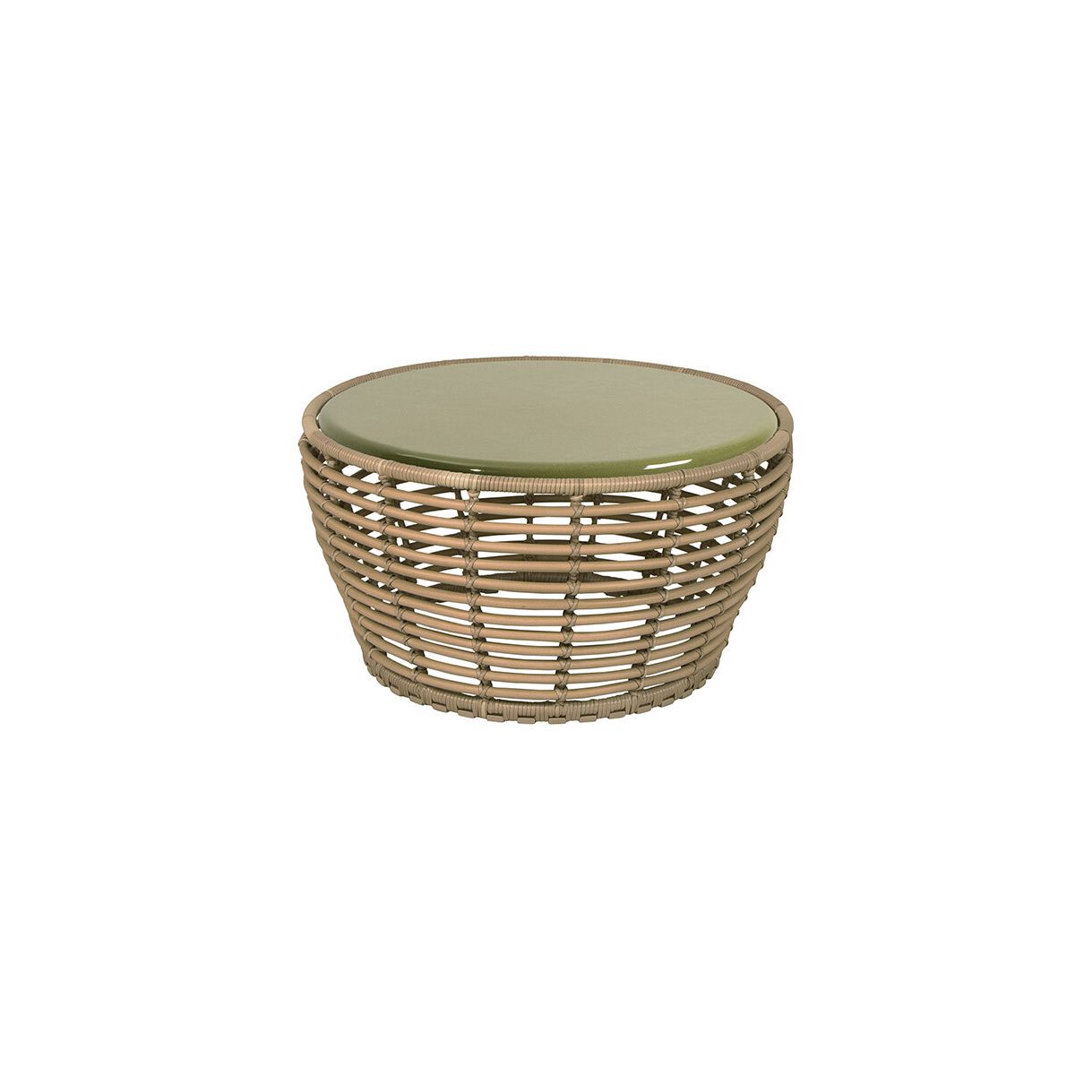 Basket Sofabord fra Cane-line (Medium - H40 x Ø75 cm, Natural/Glazed lava green)