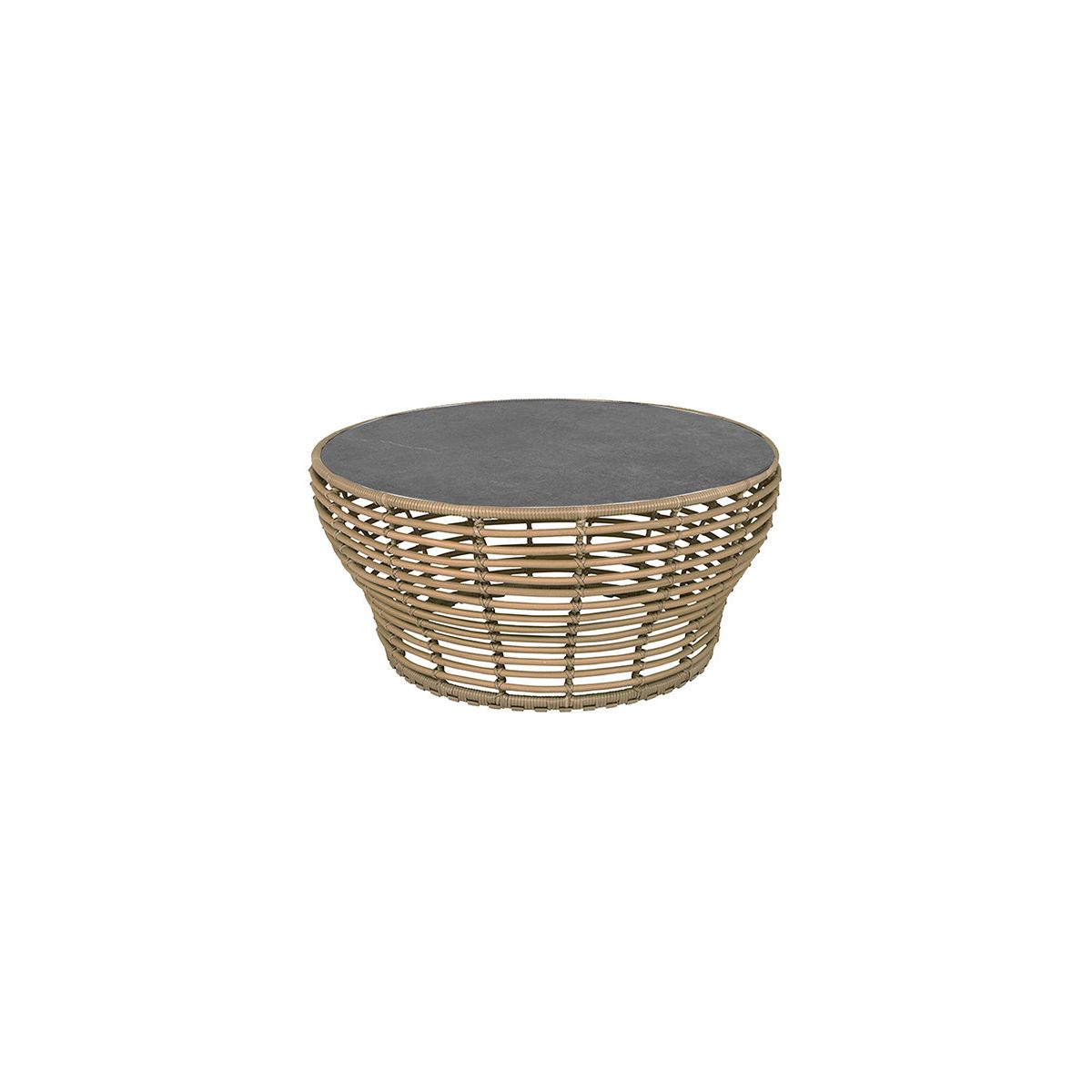 Basket Sofabord fra Cane-line (Stor - H45 x Ø95 cm, Natural/Fossil Black)