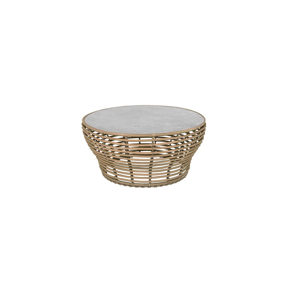 Basket Sofabord fra Cane-line (Stor - H45 x Ø95 cm, Natural/Fossil Grey)