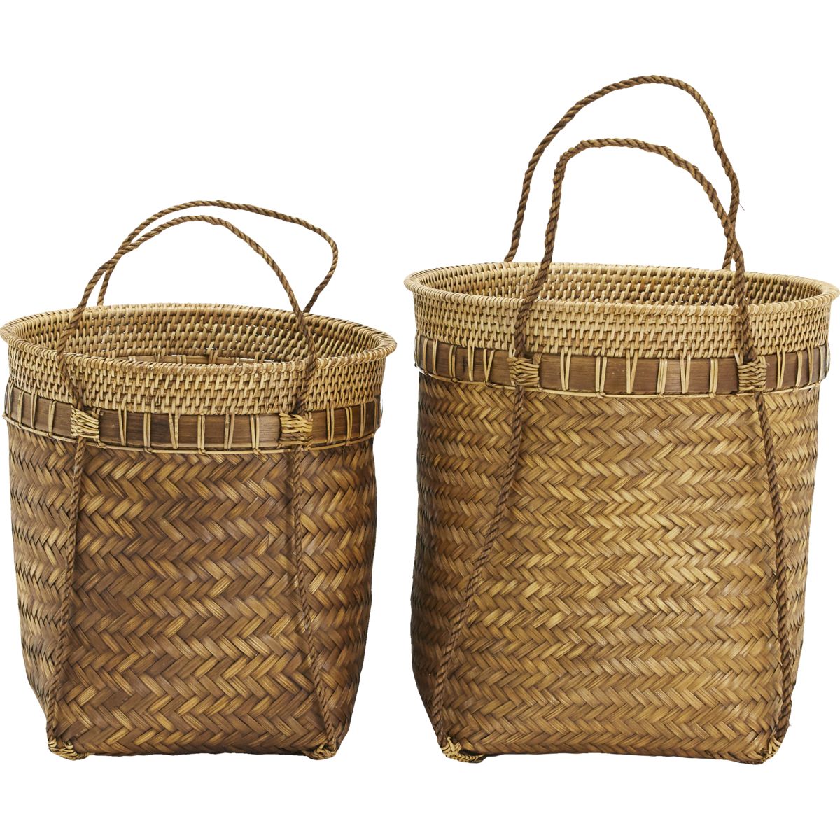 Baskets, HDBalie, Nature - Nature / Bamboo , Rattan / h: 35 cm, dia: 35 cm, h: 28 cm, dia: 30 cm