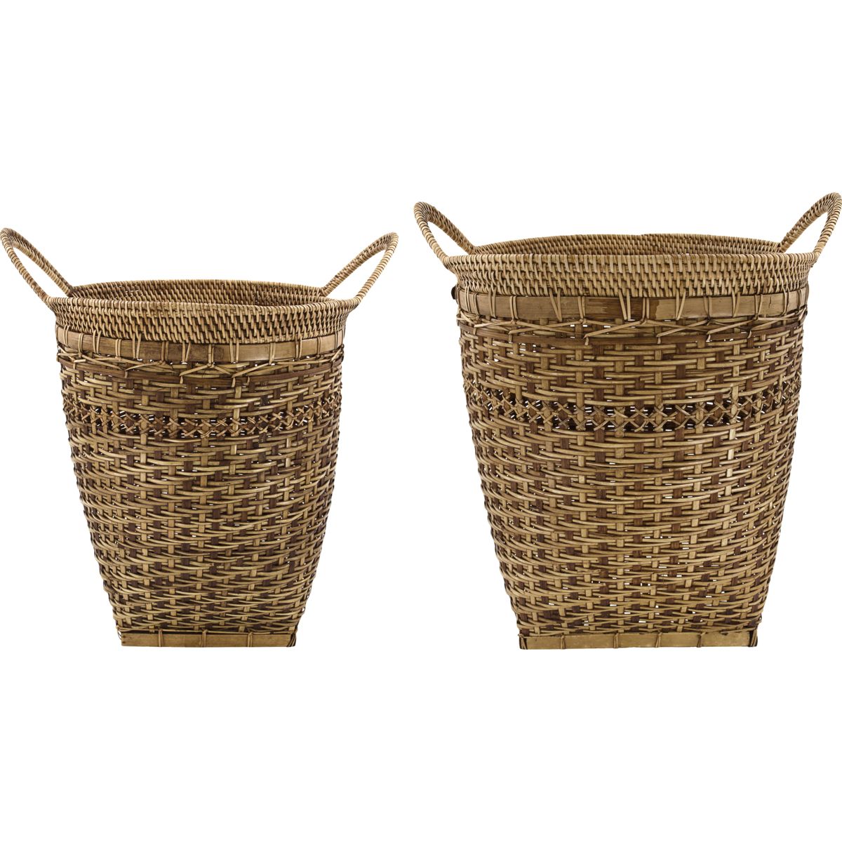 Baskets, HDPura, Nature - Nature / Bamboo , Rattan / h: 40 cm, dia: 31 cm, h: 42 cm, dia: 36 cm