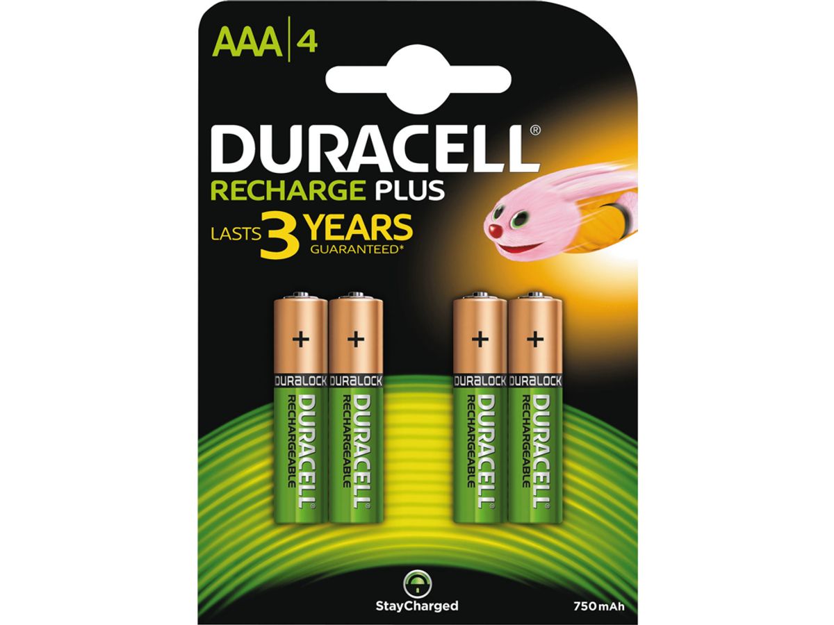 Batteri Duracell Genopladelig AAA 750 mAh 4 stk