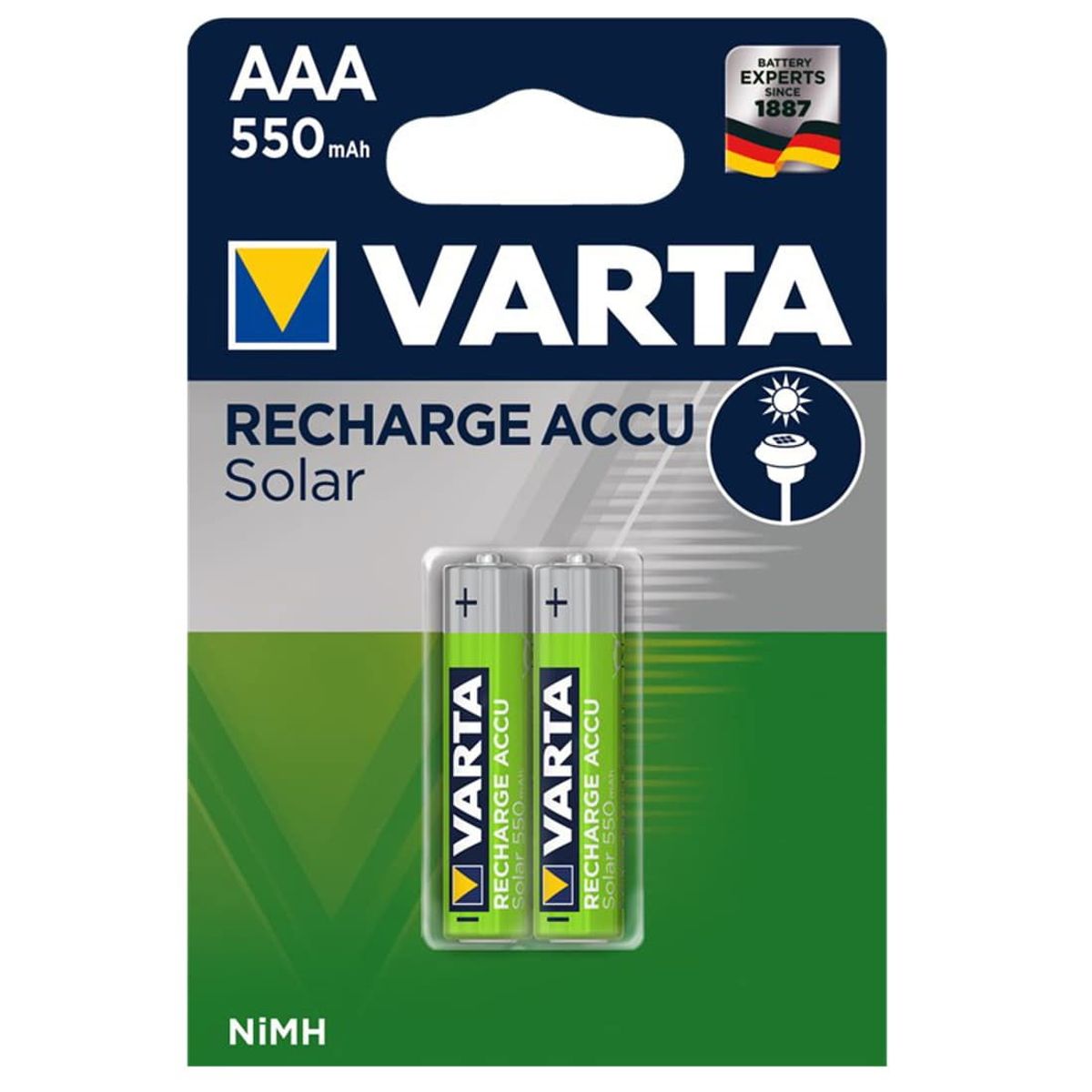 Batteri til Solcellelamper - AAA - Varta - 2 stk (44146)