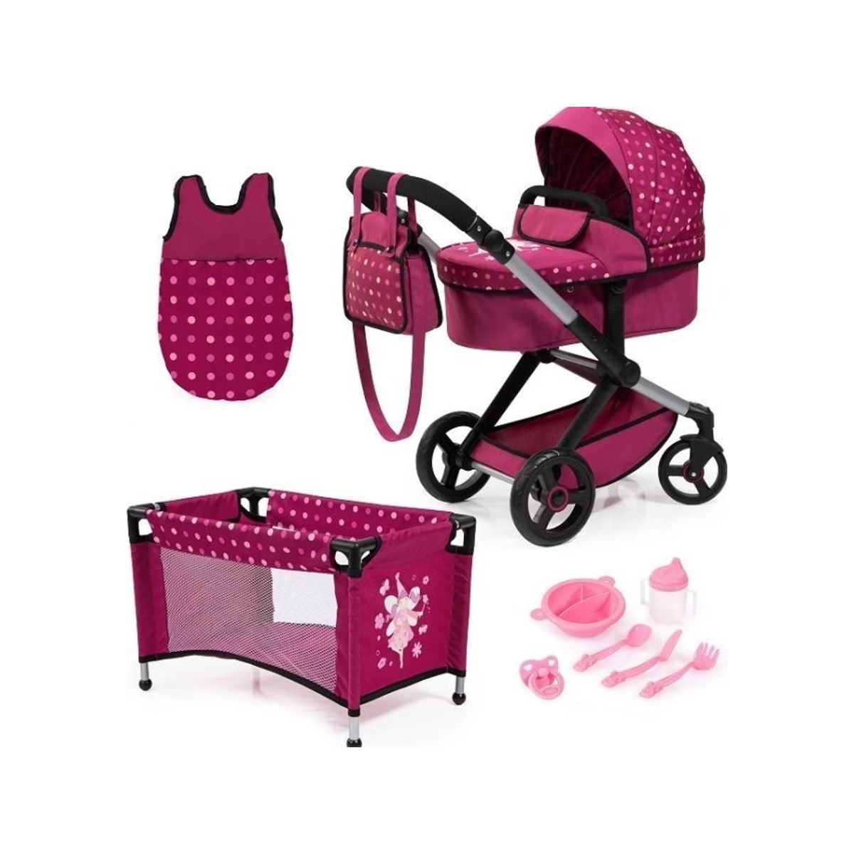 Bayer Xeo Doll Stroller Pink With Accessories 17067Ab